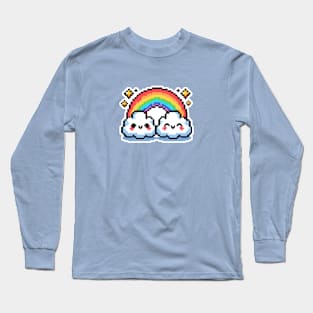 Pixel Art Pair of Cute Rainbow Clouds Long Sleeve T-Shirt